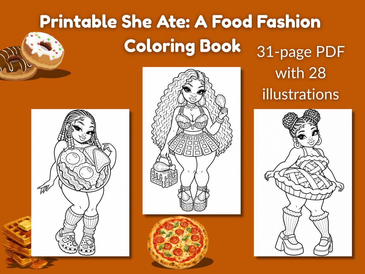 Printable She Ate: A Food Fashion Coloring Book