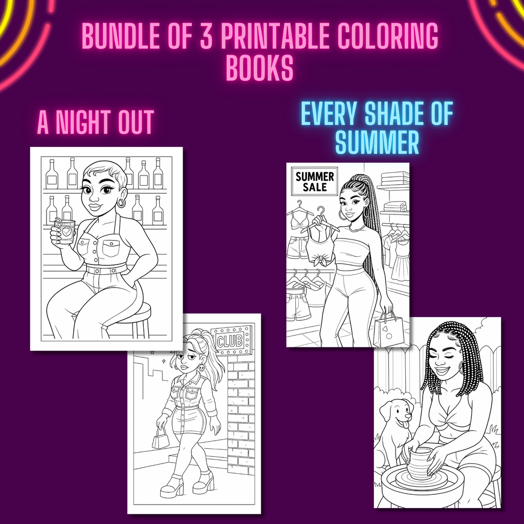 Bundle of 3 Printable Coloring Books