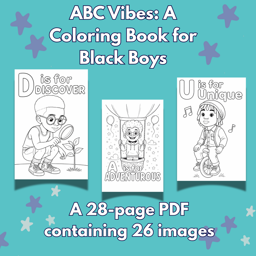 Printable ABC Vibes: A Coloring Book for Black Boys