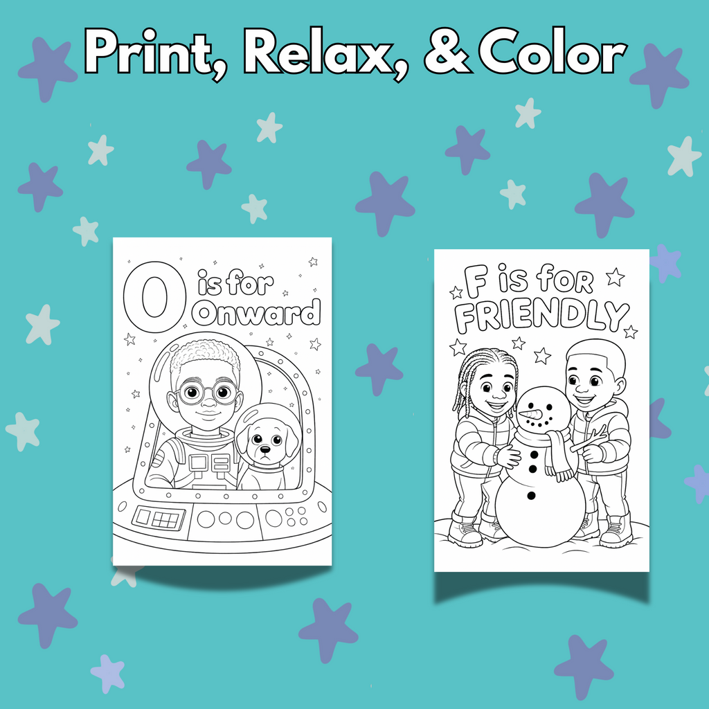 Printable ABC Vibes: A Coloring Book for Black Boys