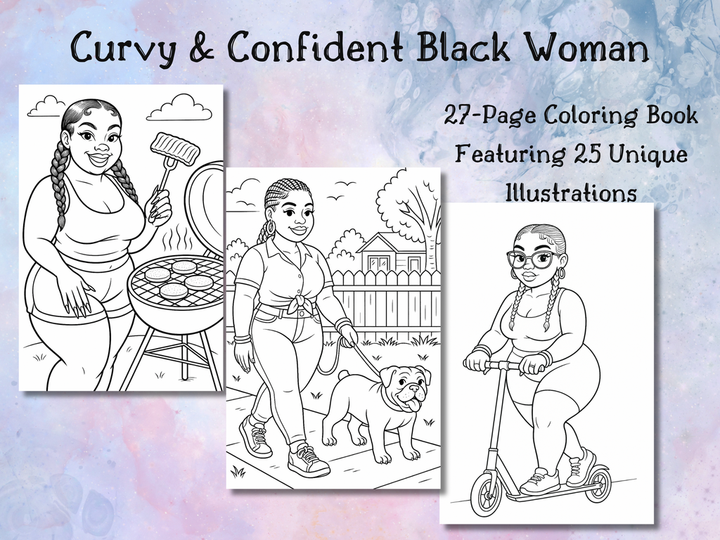 Printable Curvy Confident Black Woman Coloring Book