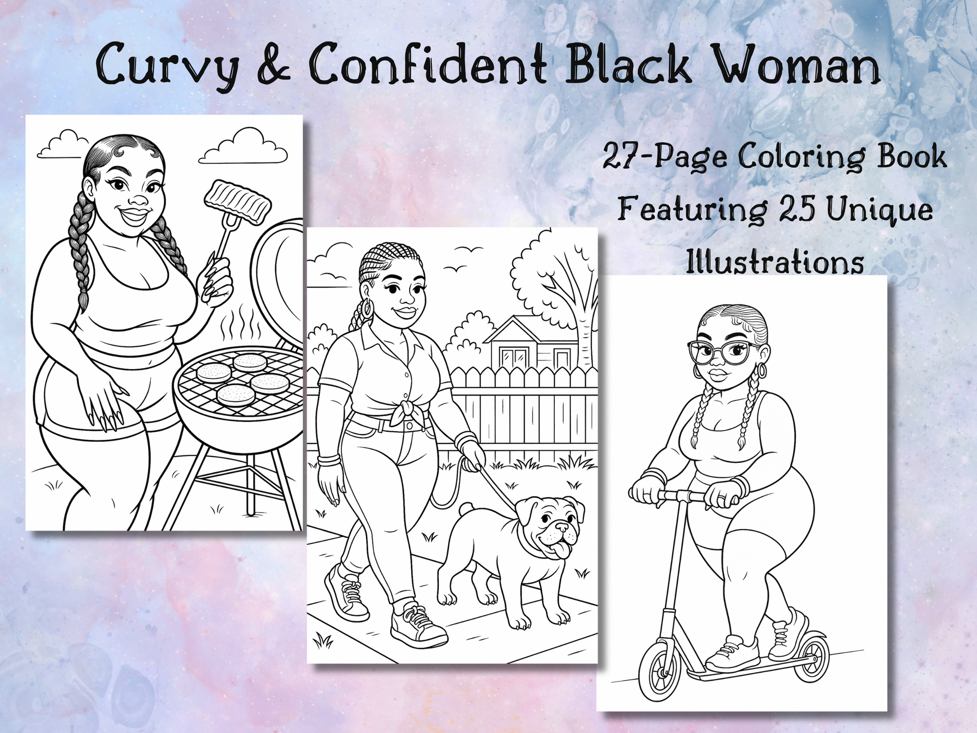 Printable Curvy Confident Black Woman Coloring Book