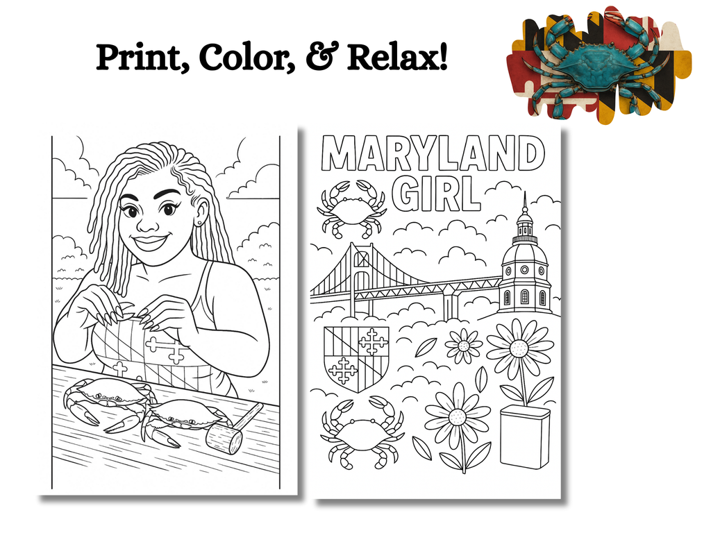 Printable Maryland Girl Coloring Pages | Celebrate Maryland Culture