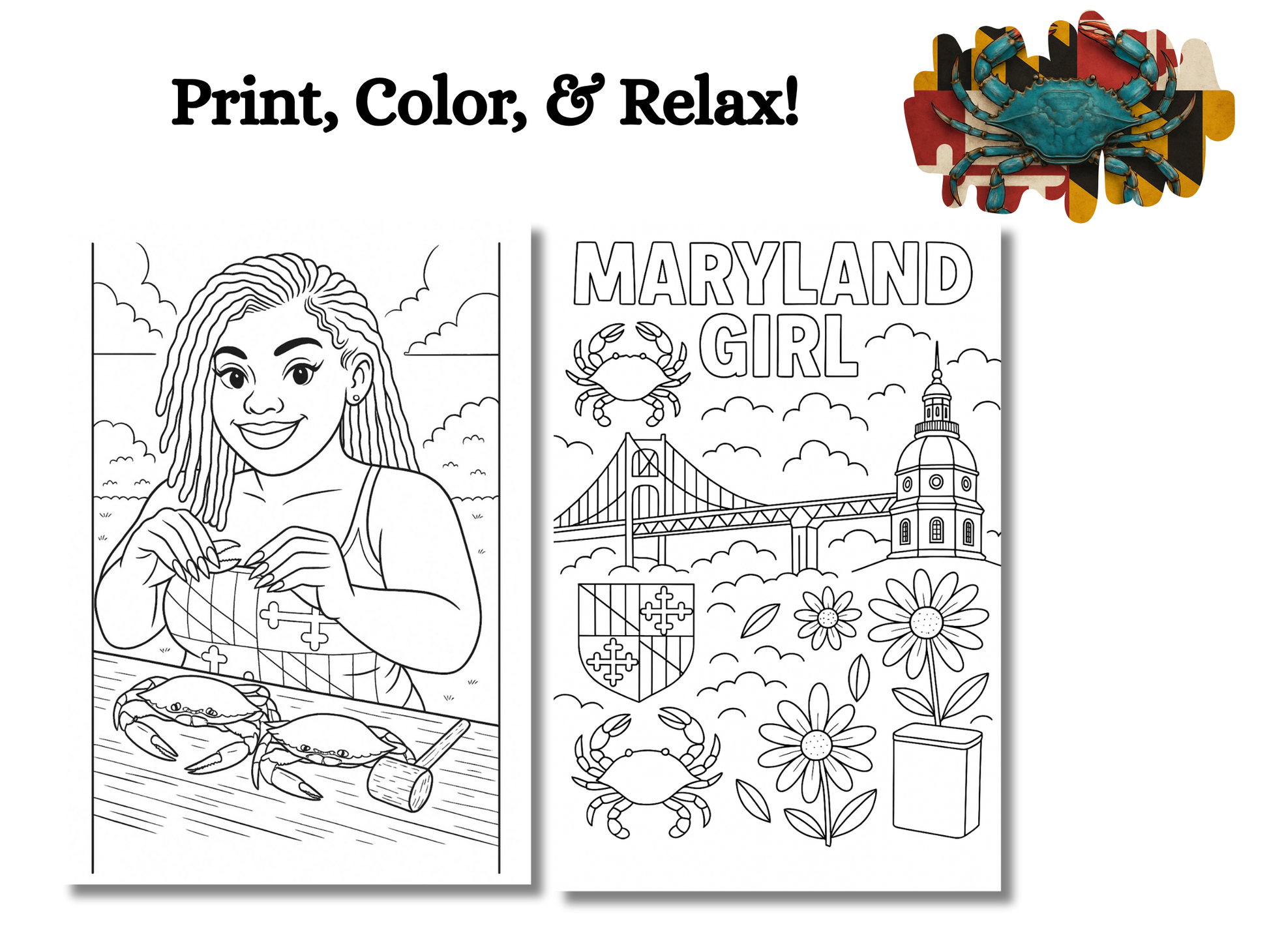 Printable Maryland Girl Coloring Pages | Celebrate Maryland Culture