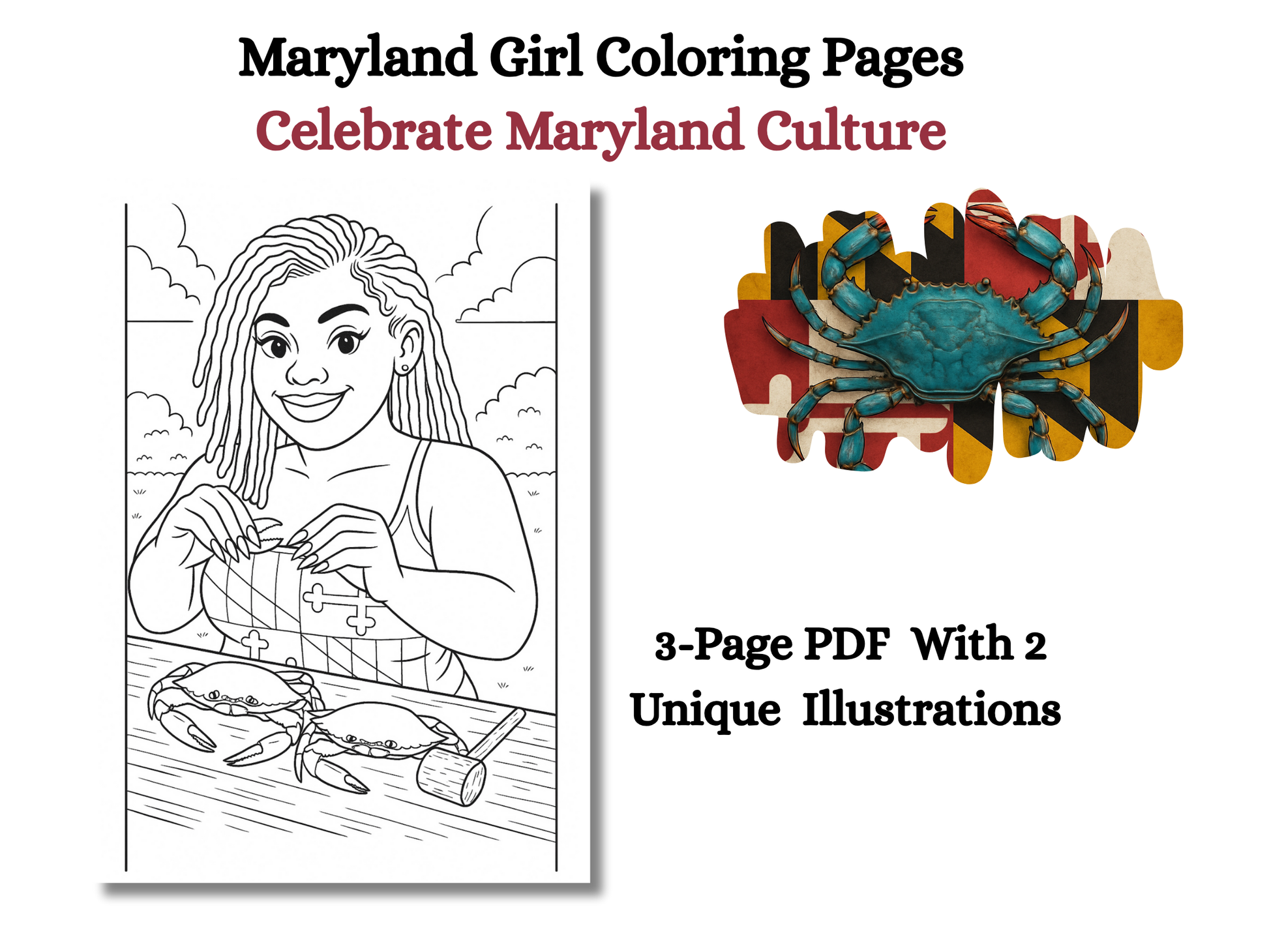 Printable Maryland Girl Coloring Pages | Celebrate Maryland Culture