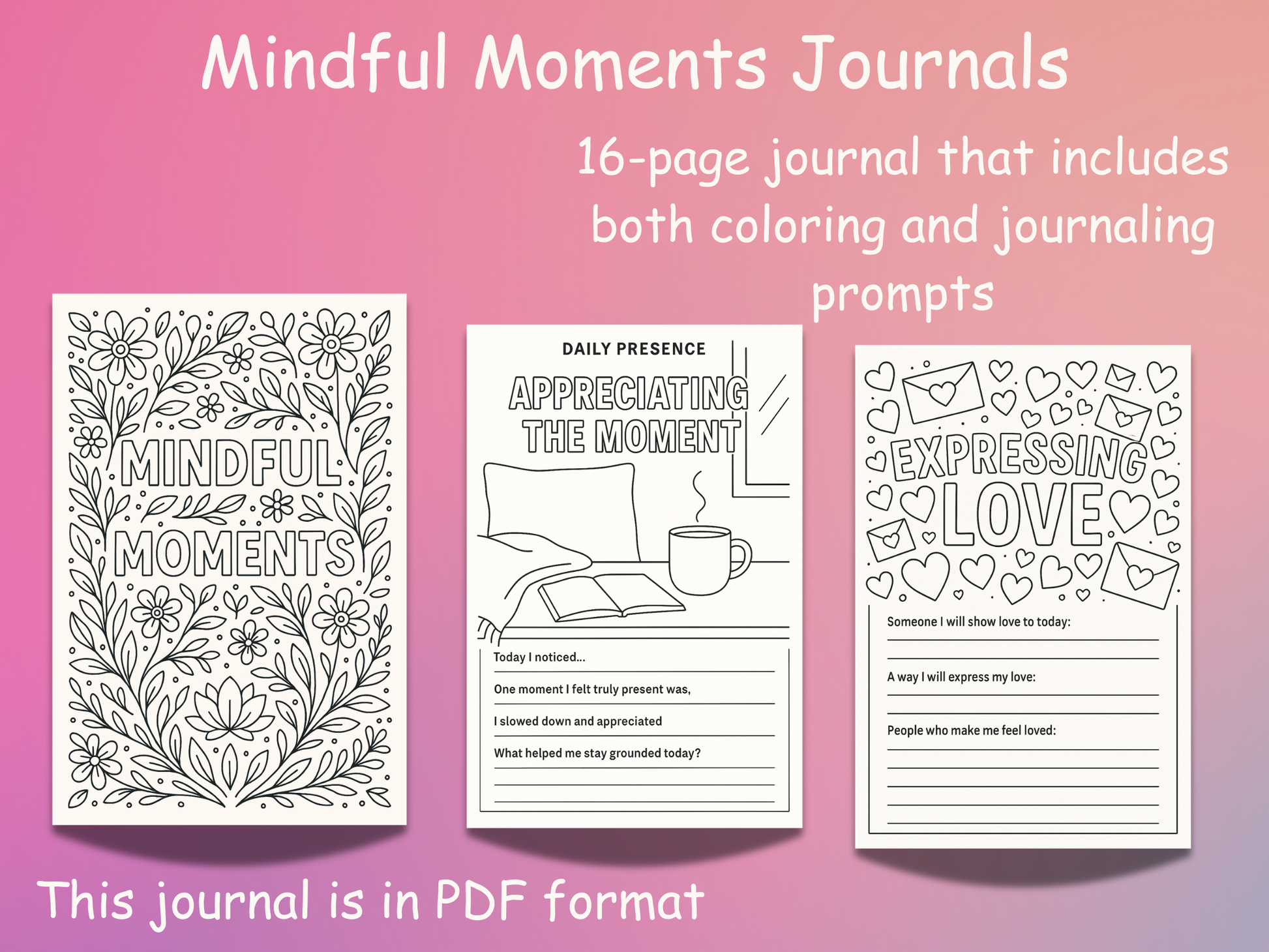 Printable Mindful Moments Coloring Journal