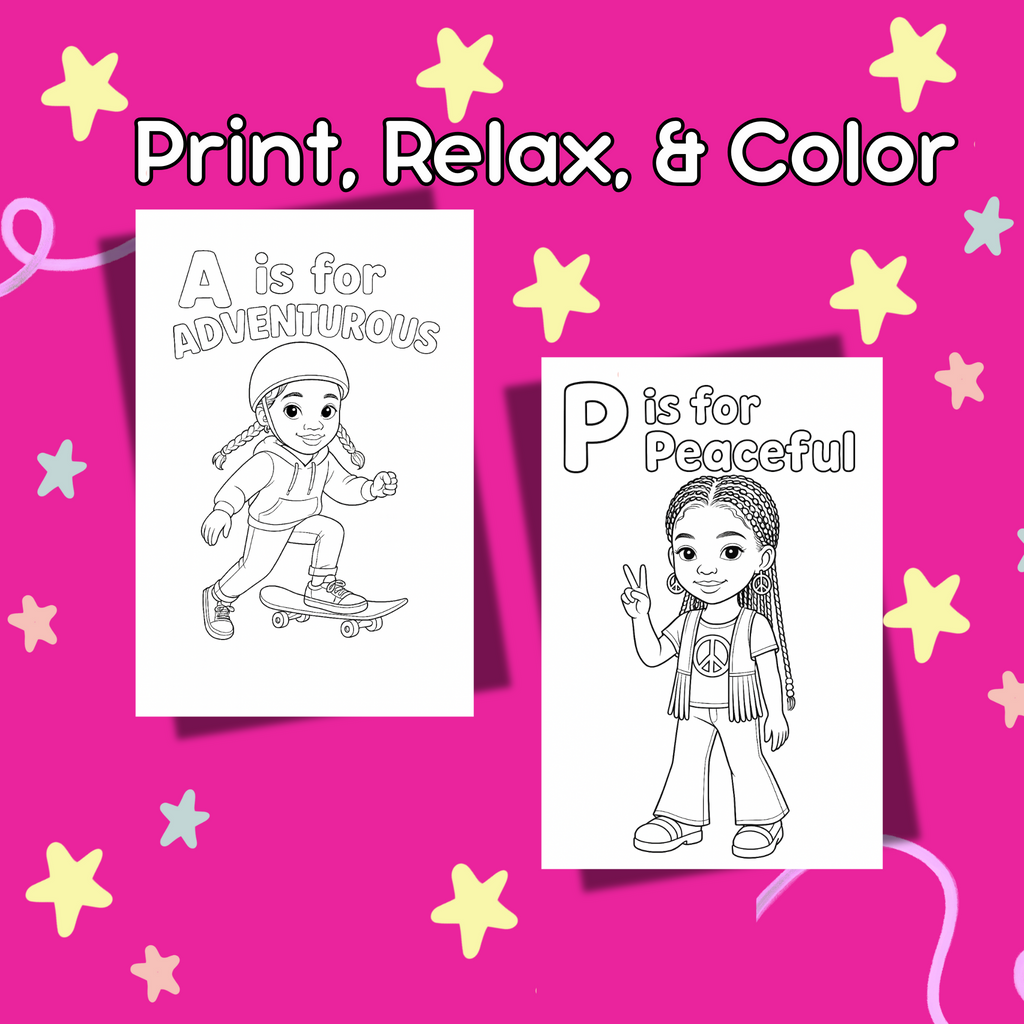 Printable ABC Vibes: A Coloring Book for Black Girls